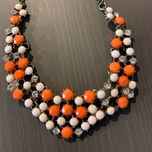 Jcrew orange, cream, crystal statement necklace